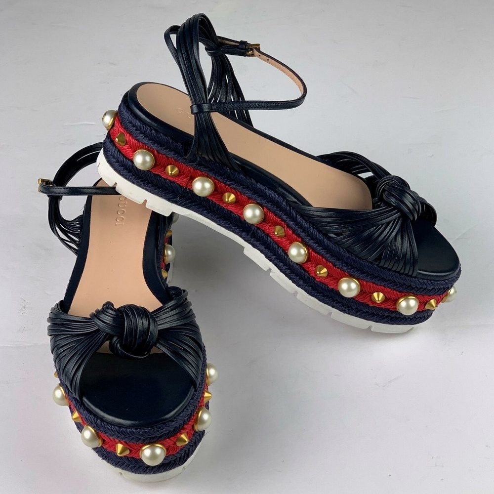 Gucci Barbette Platform Studded Sandal sz 36.5